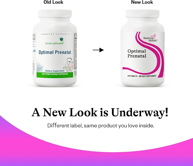 Seeking Health Optimal Prenatal - Supplement with Vitamin B12, L-Methylfolate, & Choline - Vegetarian Supplement to Support Optimal Prenatal Health - 240 Capsules