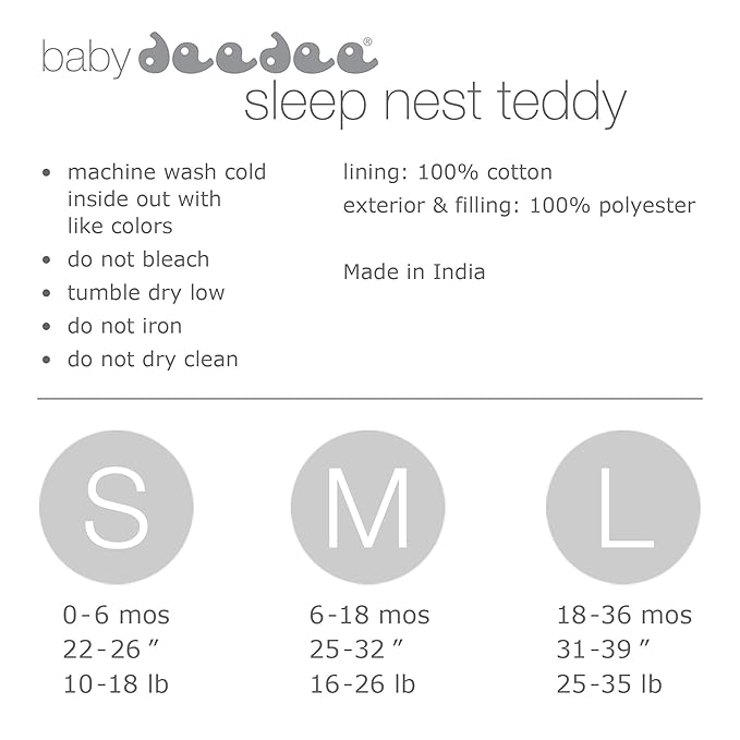 baby deedee Sleep Nest Teddy Baby Sleeping Bag, Ivory, Small (0-6 Months)