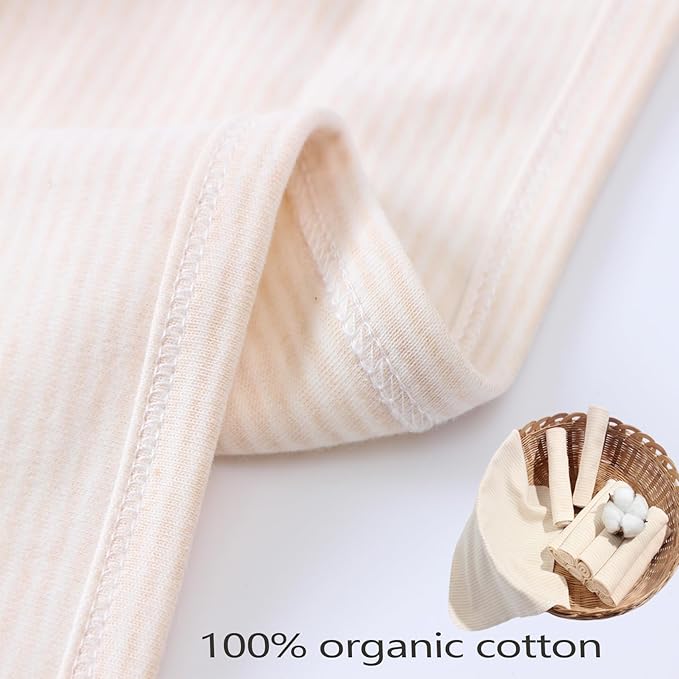 Organic Cotton Baby Washcloths - 10 Pack | Ultra-Soft Newborn Face Bath Towel - Reusable Baby Wipes for Delicate Skin Thin & Lightweight, Perfect for Babies, Kids, Toddlers, Infant (Stripes)