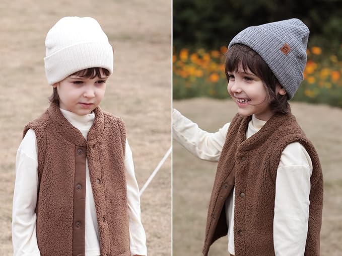 Moon Kitty 2PCS Baby Beanie Soft Toddler Beanie Warm Knitted Infant Winter Hats for Baby Boys