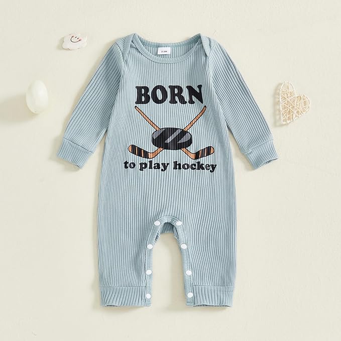 Fernvia Newborn Baby Boy Clothes Letters Print Bodysuit 3 6 9 12 18 Months Long Sleeve Jumpsuit with Hat 2PCS Outfits Set