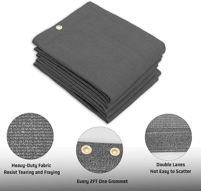 SUNNY GUARD Shade Cloth Custom Size 4x23 FT Sun Shade Screen Fabric Shade Cover Tarp with Grommets for Pergola Backyard Garden, Dark Grey(We Customized)