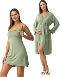 SUNNYBUY Women's Nursing Nightgown Maternity Robe Set, 3 in 1 Labor Delivery Breastfeeding Dress Postpartum Sleepwear