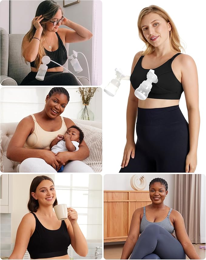 Momcozy Pumping Bra, Pumping Bra Hands Free All Day Wear Pumping & Nursing Bra in One Holding Breast Pump for Spectra, Medela