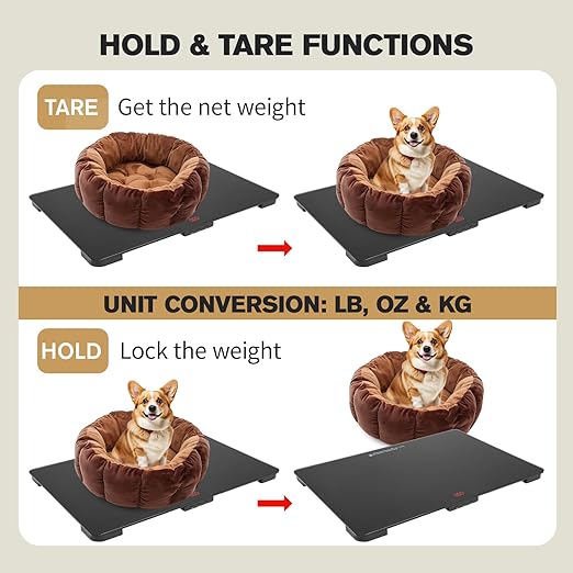 SIKE Medium-Large Breed Veterinary Scale, Dog Scale (±10g) Accuracy, Red LED, 32 x 20 inch Tempered Glass Platform with Anti Slip Sticker, Digital Pet Scales