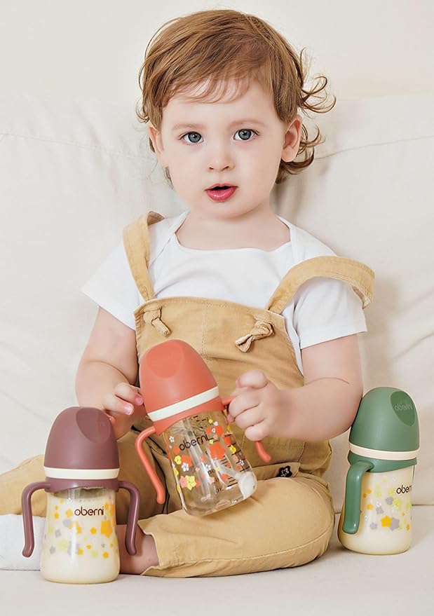 PPSU No Spill Sippy cups,Weighted Straw Toddler Water Bottle with Handle,Spill Proof Toddler Cup with Leakproof Spout for Baby 6-12 Months and Toddlers 1-3 (8 Ounce, Green, 3 Pack)
