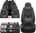 JOJ Car Seat Cover Fit for Toyota Highlander 2001-2025,7 Seat Car Seat Cover,No-Slip Waterproof Breathable Faux Leather,Full Set with Pillow Steering Wheel Covers,Black