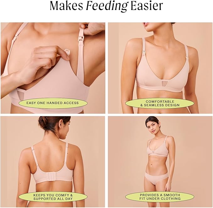 Pepper Nursing Wirefree Bra | Wireless Maternity Bra for Women, Drop-Down Cups with One-Hand Clasp (XXS-XL)