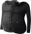 GINKANA Maternity Hoodie Long Sleeves Shirts Casual Maternity Top Pregnancy Sweatshirt Casual Clothes