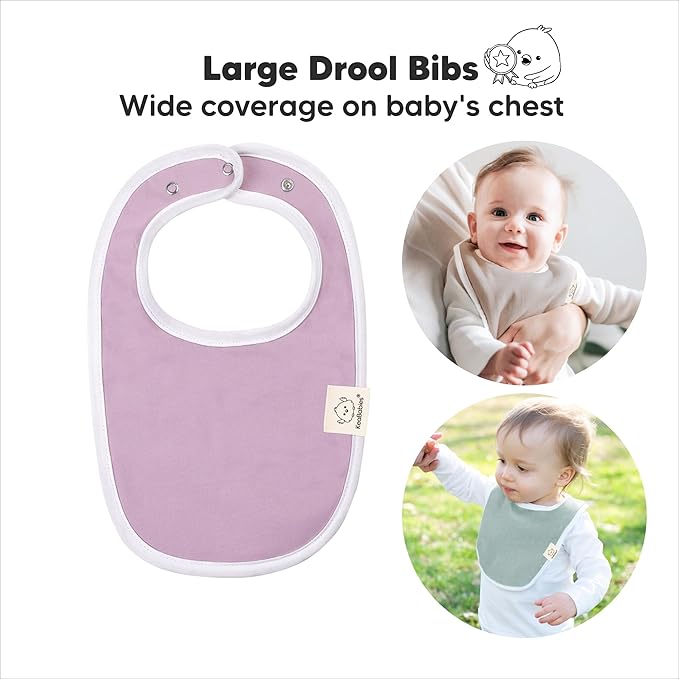 8-Pack Organic Baby Bibs for Boys, Girls - Soft Cotton Drooling and Teething Bibs for Baby Girl & Boy, Extra Absorbent, Easy To Clean & Put On for Toddler, Newborn, Infant 0-24 Months (Muted Pastel)