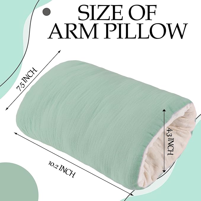 Baby Feeding Arm Pillow Breastfeeding Bottle Nursing Cozy Cradle Pillow for Newborn Soft Double Sided Muslin Cotton Head Support Comfortable Feeding for Mom(Green,Simple)