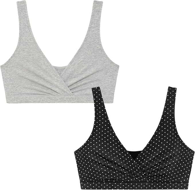 Motherhood Maternity Womens Soft Cotton Spandex Wrap Front Maternity & Nursing Sleep Bralette Bra S-3x