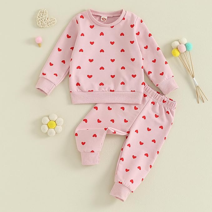 Fernvia Toddler Baby Girl Clothes 3 6 9 12 18 24 Months Fall Outfits Solid Long Sleeve Sweatshirt Tops + Pants Set