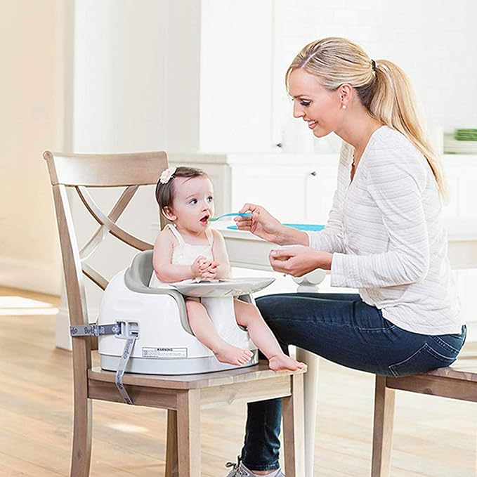 Bumbo 2 Pack 3-in-1 Multi-Seat for 6 to 36 Months, Travel Baby Feeding and Play Floor Seat, All-in-One Portable Booster with Tray & Toddler High Chair, Cool Grey