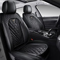 Car Seat Cover Full Set, Waterproof Leather Seat Cover,Front Auto Seat Cover, Breathable Car Seat Cushion, Full Coverage Car Seat Protector Universal Fit Most Cars (2 Seat,Black)