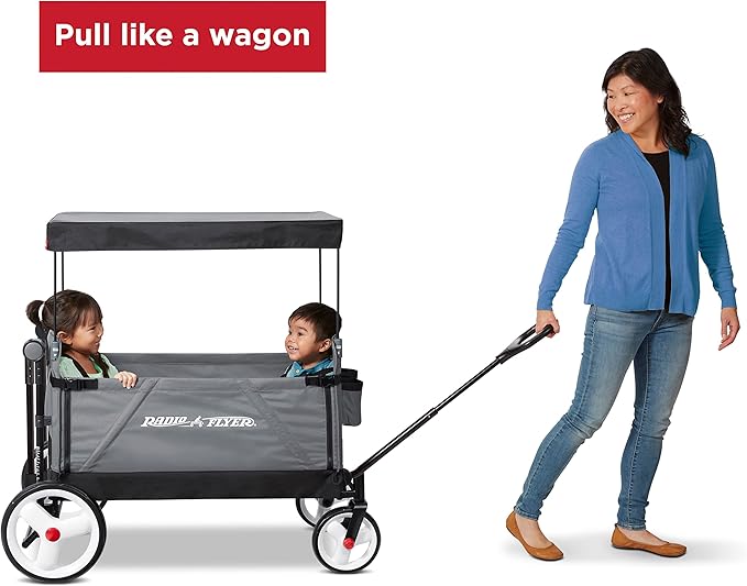 Stroller Wagon for Kids, Baby Stroller, Utility Cart, Rolling Cart, Radio Flyer City Luxe Stroll 'N Wagon, for Ages 1+ Years, Gray