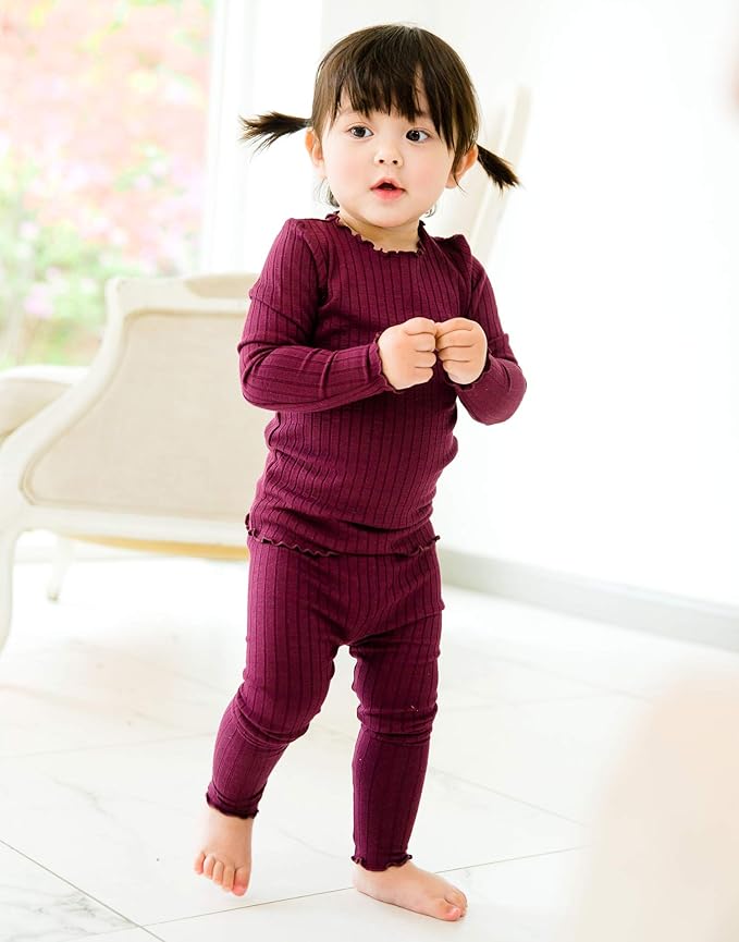 VAENAIT BABY 6M-12Y Infant Kids Toddler Junior Girls Soft Comfy Modal Tencel Shirring Sleepwear Pajamas 2pcs Set