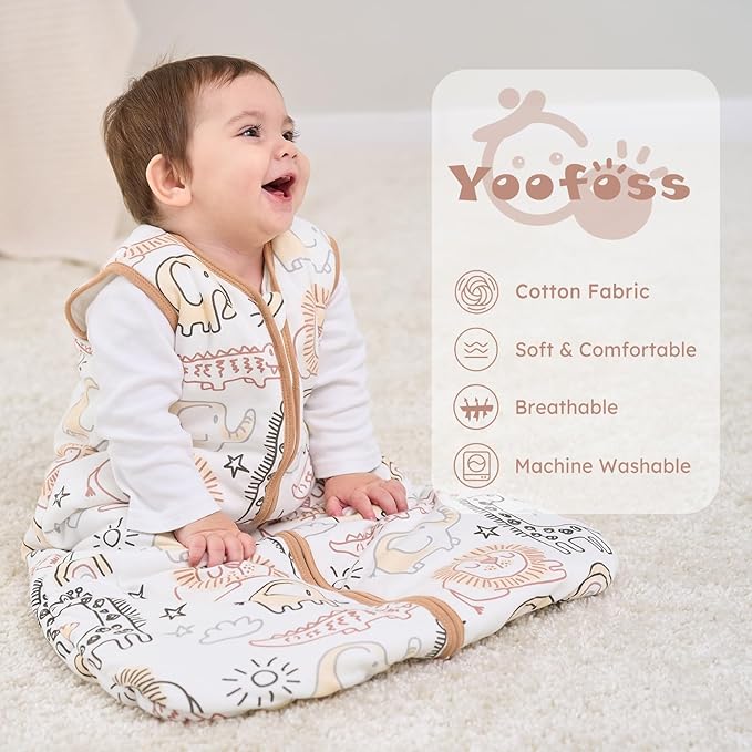 Yoofoss Baby Sleep Sack 12-18 Months, TOG 2.5 Baby Wearable Blanket with 2-Way Zipper, 100% Organic Cotton Fabric Winter Newborn Sleeping sack, Warm Soft Comfy(Large)