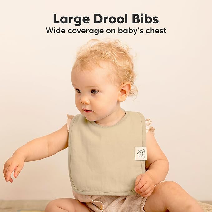 KeaBabies 8-Pack Organic Baby Bibs for Boys, Girls - Super Absorbent Cotton Drool Bibs for Baby Girl & Boy, Teething Toddler, Drooling Newborn, Ultra Soft & Machine Washable (Mauve)