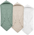 Hooded Baby Towels for Newborn, 35x35 Inch 3 Pack 100% Muslin Cotton Baby Bath Towel, Soft Baby Beach Towels with Hood for Infants, Toddlers and Kids, Essentials Must Haves