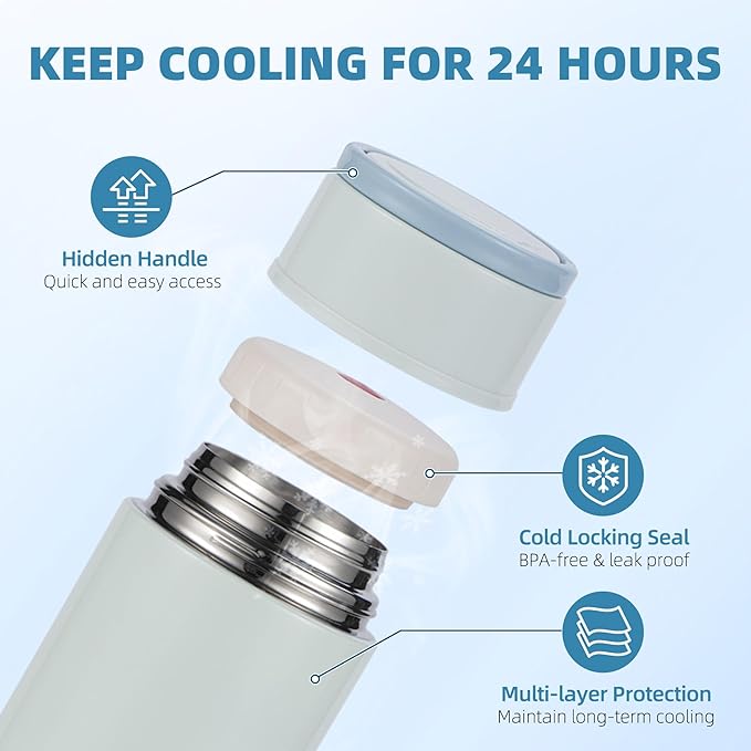Portable Breast Milk Cooler, Stainless Steel Breastmilk Storage Keeps Breastmilk Cold for up to 24 Hours, Breast Milk Chiller Included Ice Pack for Women Outdoor Travel - Blue