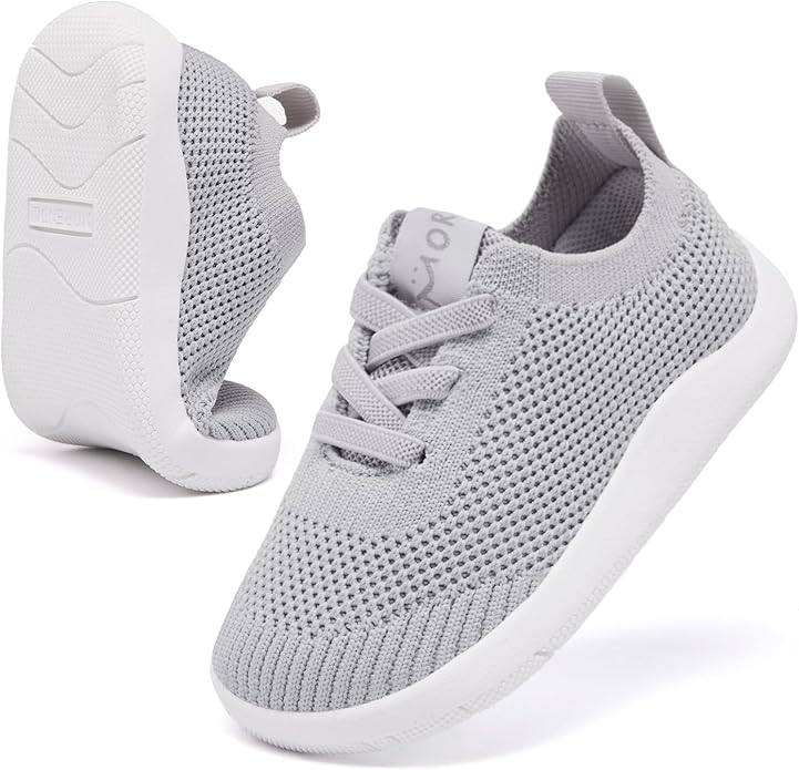 MORENDL Toddler Wide Toe Box Barefoot Shoes Baby First Walking Shoes Boys Girls Non-Slip Zero Drop Minimalist Sneakers