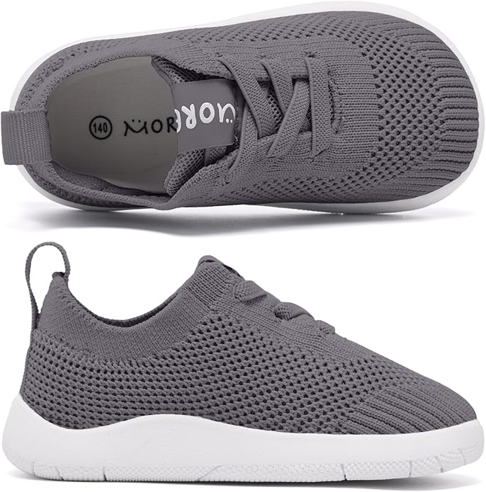 MORENDL Toddler Wide Toe Box Barefoot Shoes Baby First Walking Shoes Boys Girls Non-Slip Zero Drop Minimalist Sneakers
