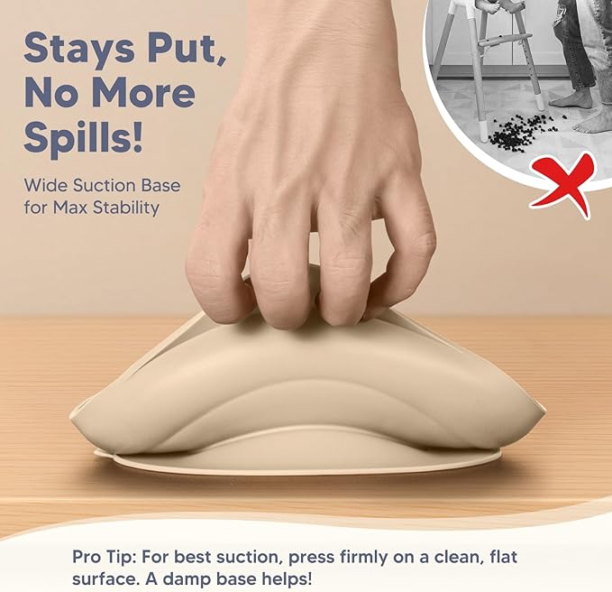Silicone Baby Feeding Set Plates Set for Toddlers Infant Kids, baby plates with suction (2, Beige)
