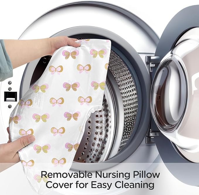 Little Grape Land Nursing Pillow, Breast Feeding Pillows for Mom, Butterfly Soft Cover with Breathable Filling, Feeding Support Pillow for 0-12 Months, Multifunctional Support Cushion for Travel