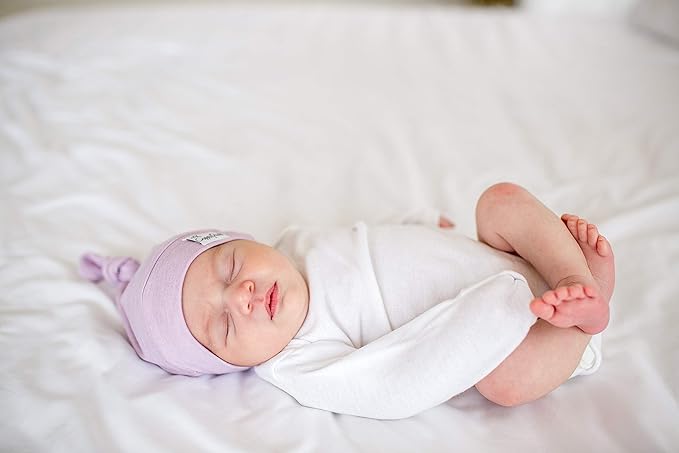Copper Pearl Baby Beanie Hat Top Knot Stretchy Soft Lily