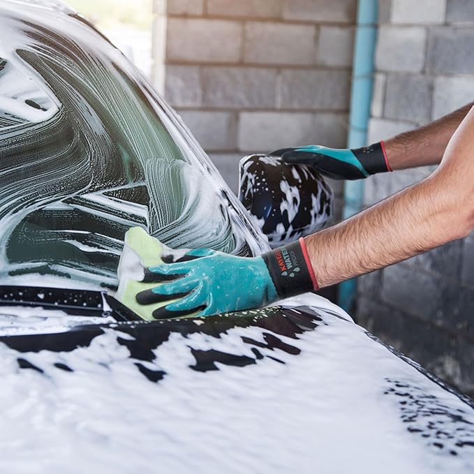 KAYGO Waterproof Work Gloves for Men and Women, Rubber Coated Non-slip Working Gloves for Garden, Outdoor Construction,KG150,Blue,XL