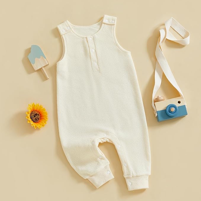 Kuriozud Newborn Infant Unisex Baby Boy Girl Clothes Button Romper Jumpsuit Basic One Piece Outfits