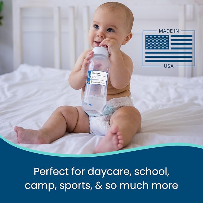 Name Bubbles - Reusable Baby Bottle Labels for Daycare (20 Labels) - Kids Washable Name Tags for Bottles, Sippy Cups, & Snack Containers, Waterproof, Baby Name Stickers, Write-On (Llama)