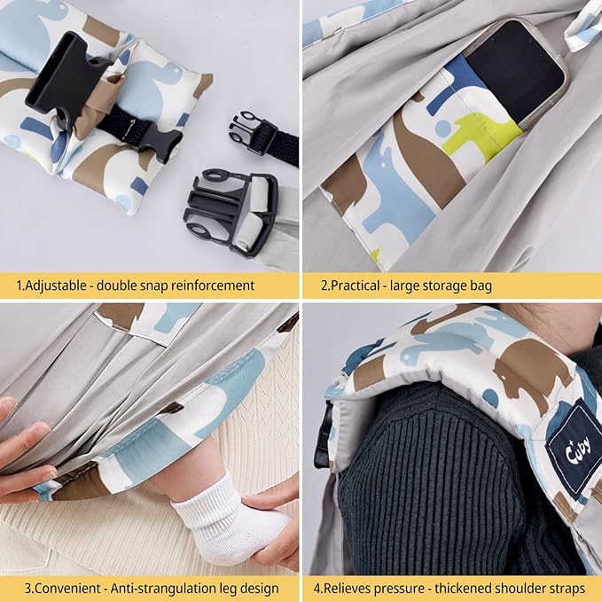 Baby Sling Carrier Newborn, Adjustable Easy Wearing Baby Nursing Warp Sling, New Mom Dad Soft Cotton Baby Front Holder Carrier for Infant Toddler Life Travel Essential Gifts