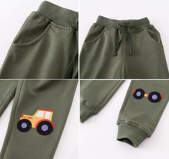 Boys Pants, Toddler 3 Pack Drawstring Elastic Sweatpants Cartoon Active Joggers