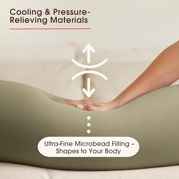 bbhugme Adjustable Pregnancy Pillow – Full Body Support for Side Sleeping - Adjustable Firmness and Shape - Supports Back, Legs, Belly, HIPS for Pregnant Women - Removable Cover - Dusty Olive