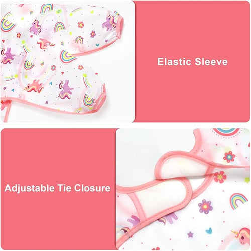 Accmor 5 Pack Long Sleeve Bibs, Baby Smock Waterproof Sleeved Bib Smock for Baby Toddler 6-36 Months