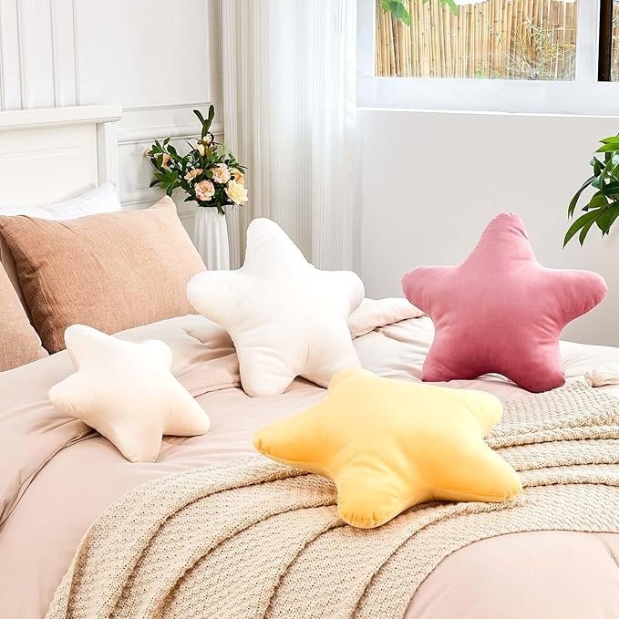 Dusty Pink Star Throw Pillow, Cute Star Pillow Room Decor, Soft 19.6" Star Shaped Decorative Throw Pillow for Bedroom, Star Plush Floor Cushions Pillows
