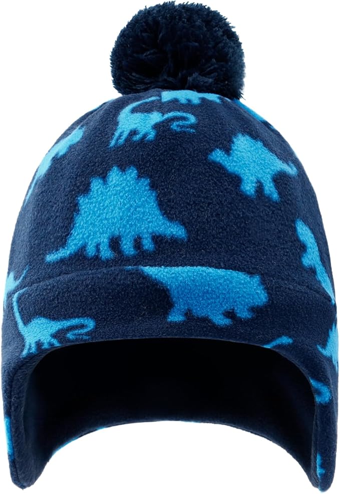 Duoyeree Kids Beanie Hat for Boys Girls Pom-pom Kint Hats Cozy Lining Winter Skull Cap