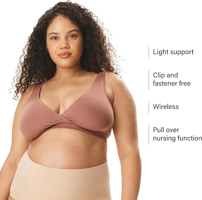 Motherhood Maternity Womens Soft Cotton Spandex Wrap Front Maternity & Nursing Sleep Bralette Bra S-3x