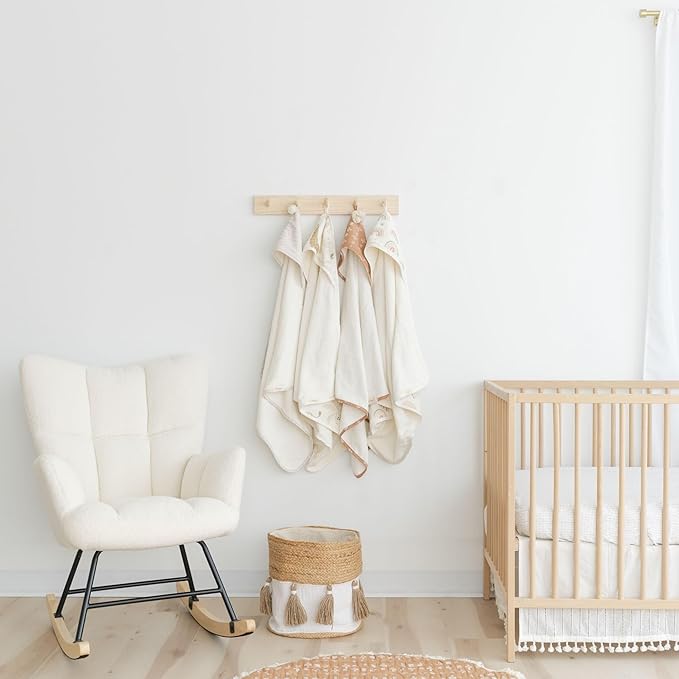 Crane Hooded Towel - 100% Cotton Terry Cloth, Neutral Dot, 30" x 30", Hooded Baby Beach & Bath Towel