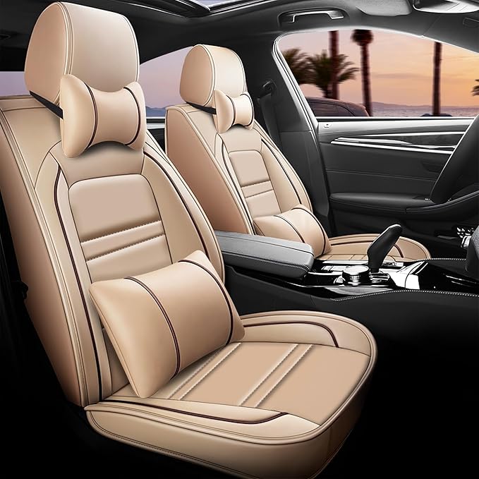 Car Seat Covers for JP Gladiator 2020-2025 | 5-Seats Seat Covers, Waterproof Seat Protectors, Automotive Seat Covers (Full Set with Pillow,Beige)