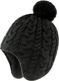 Duoyeree Kids Beanie Hat for Boys Girls Pom-pom Kint Hats Cozy Lining Winter Skull Cap