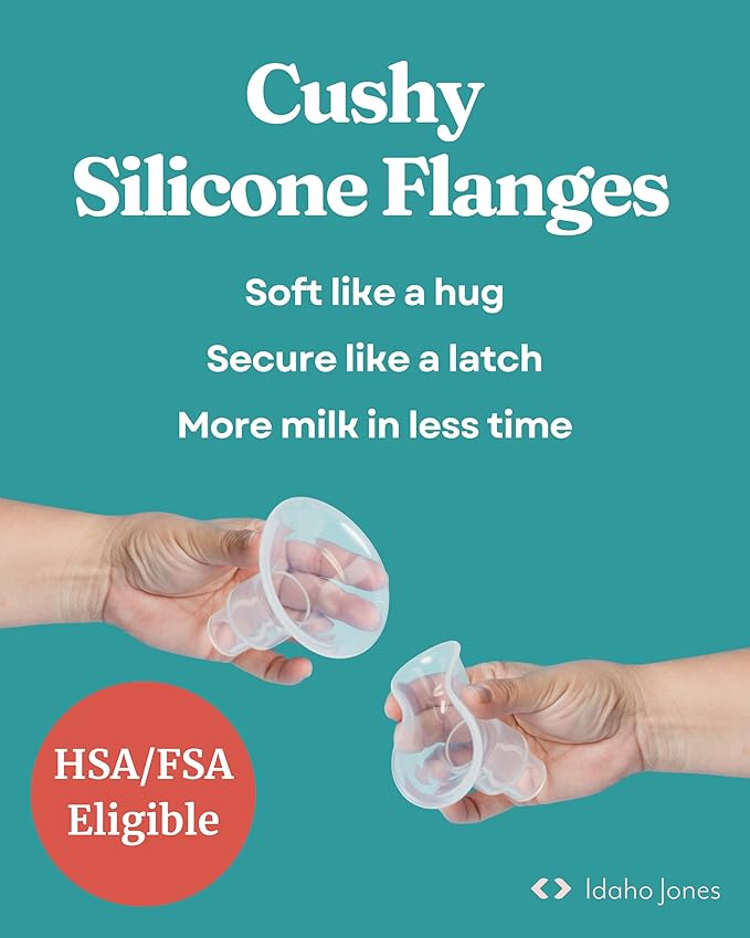 Smaller Cushy Silicone Flanges, Breast Shields - Replacement Pump Parts - for Spectra, Lansinoh, Medela Pumps - Great for Elastic Nipples - Double (2 Pack) - 19mm