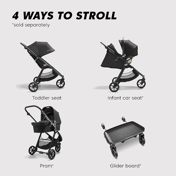 Baby Jogger City Mini GT2 All-Terrain Stroller Black Complete with Adjustable Handlebar Hand-Operated Parking Brake and car seat Adapter