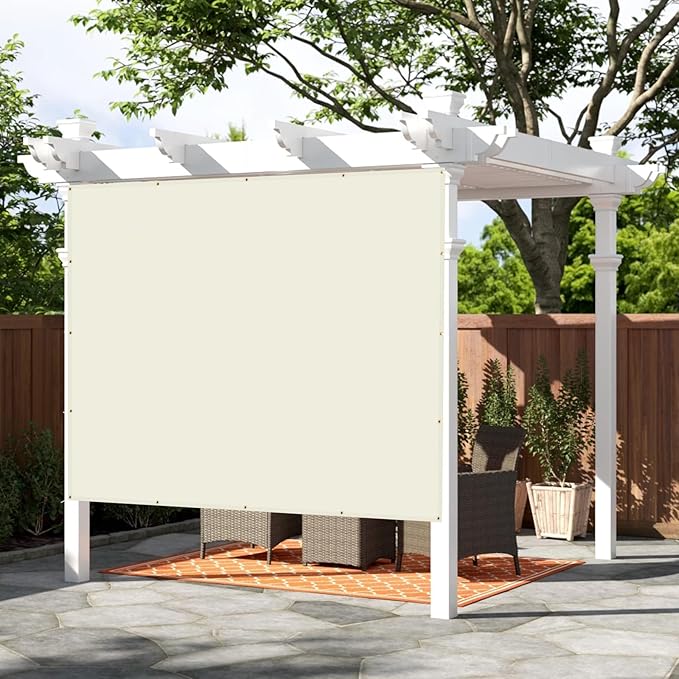 SUNNY GUARD Shade Cloth Custom Size 3x7 FT Sun Shade Screen Fabric Shade Cover Tarp with Grommets for Pergola Backyard Garden, Butter Cream(We Customized)