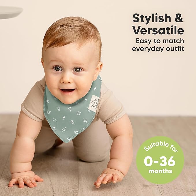 8-Pack Organic Baby Bandana Bibs for Girls - Super Absorbent Triangle Baby Bibs for Drooling and Teething Infant, 100% Cotton Extra Soft for Newborn, Infant 0-36 Months (Prairie)