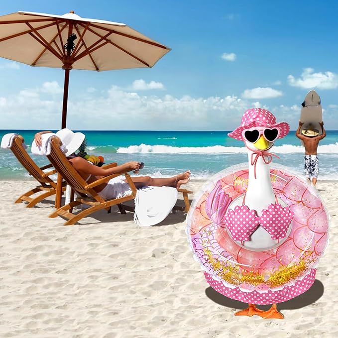 Summer Bikini Porch Goose Outfits, 23 Inch Hawaiian Goose Clothes for Cement Goose, Porch Goose Summer Outfit for Outdoor Garden Yard Decor