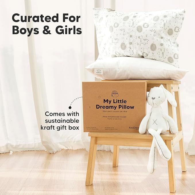 Toddler Pillow with Pillowcase - 13x18 My Little Dreamy Kids Travel Bed Pillows for Sleeping, Organic Cotton Small Pillowcase, Soft & Breathable, Machine Washable, Toddlers 2-5 Years Old (Barn)