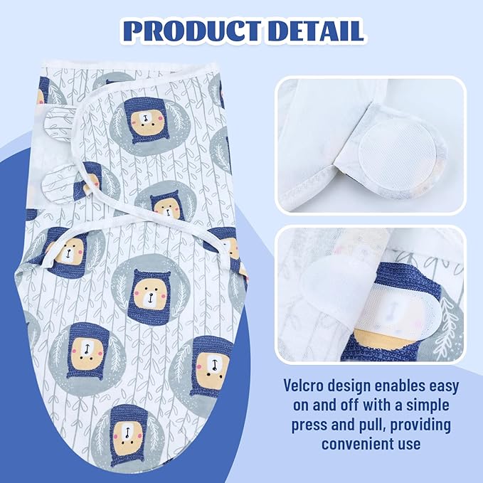 Cinaci 2 Pack Adjustable Soft Cotton Blend Newborn Baby Receiving Swaddle Blankets Sleep Sacks with Nursery Hats Caps Beanies Bonnets for Baby Girls Boys Newborns Infants